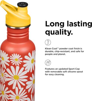 Klean Kanteen Classic Water Bottle, Daisies, 800 ml