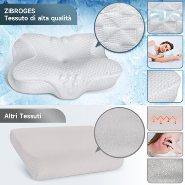 Zibroges Neck Pillow Head Pillow Memory Foam Pillow, Comfortable Neck Pillow for Sleeping, Ideal for Side Sleepers, Back Sleepers, and Stomach Sleepers, Washable Pillowcase, 61x41x11.5cm
