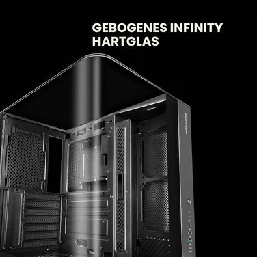 Ігровий корпус Mars Gaming MC-3TCORE MC-INFINIO LITE ATX, панорамне скло, підтримка рідкого охолодження, чорний