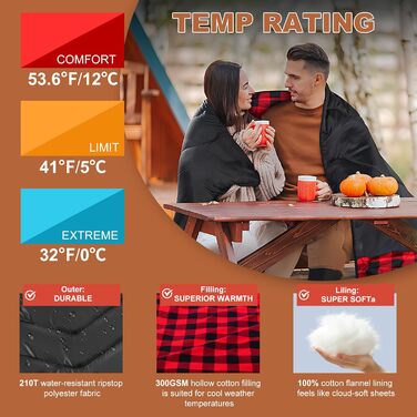 Спальний мішок двомісний ETGLCOZY для дорослих та дітей, XL Queen Size, 220*160 см, для кемпінгу, походів, трекінгу, вологостійкий, з компресійним мішком (чорний/червоний)