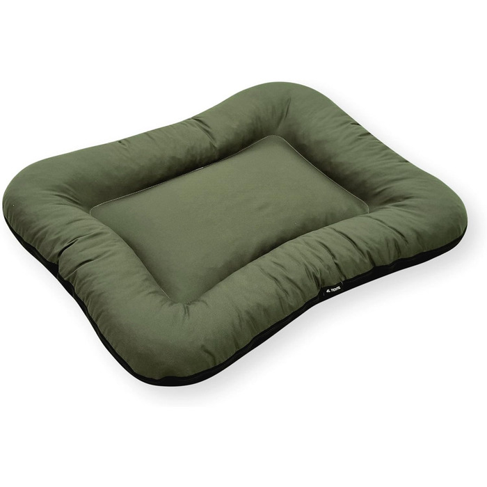 Ліжко для собак середніх порід 4L Textil KLEO, 90x70 см, водонепроникне, знімний чохол, темно-зелене
