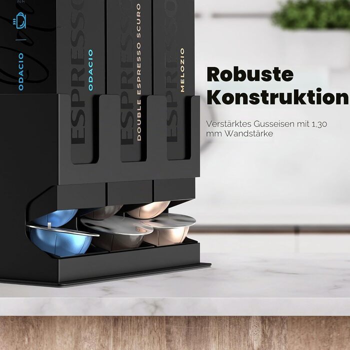 Тримач для капсул Nespresso Vertuo GALVANOX — преміум-органайзер для зберігання капсул VertuoLine (набір з 3 боксів на 30 капсул), сталева стійка підставка для стільниці