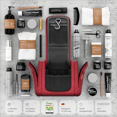 Чохол для туалетних речей Traveaner 7 відділень, 3-в-1, водонепроникний, для подорожей (червоний, XXL)