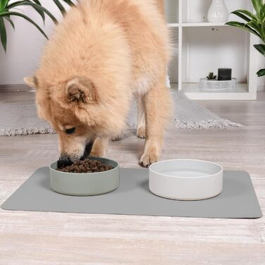 Підкладка під миску для котів та маленьких собак ne&no® - неслизька, водовідштовхувальна, з веганської шкіри (60 x 40 см, cool grey)