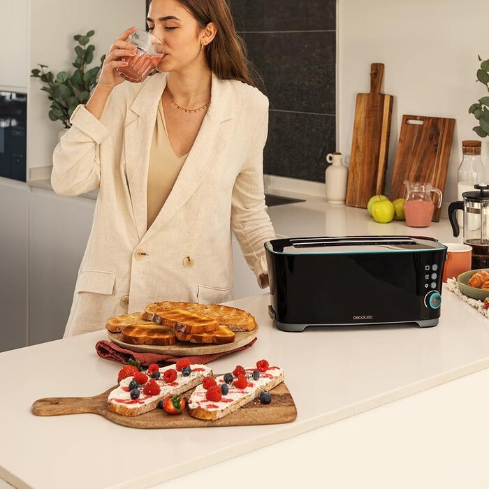 Тостер Cecotec Toast&Taste Extra W 1000W з подвійним XL-слотом для товстого хліба, 7 рівнів підсмажування, автоматичний викид, піддон для крихт, білий