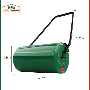 Каткова для газону Gardebruk 60 см, 50 л, з м'якою ручкою, для вирівнювання ґрунту, заповнювана, металевий садовий каток