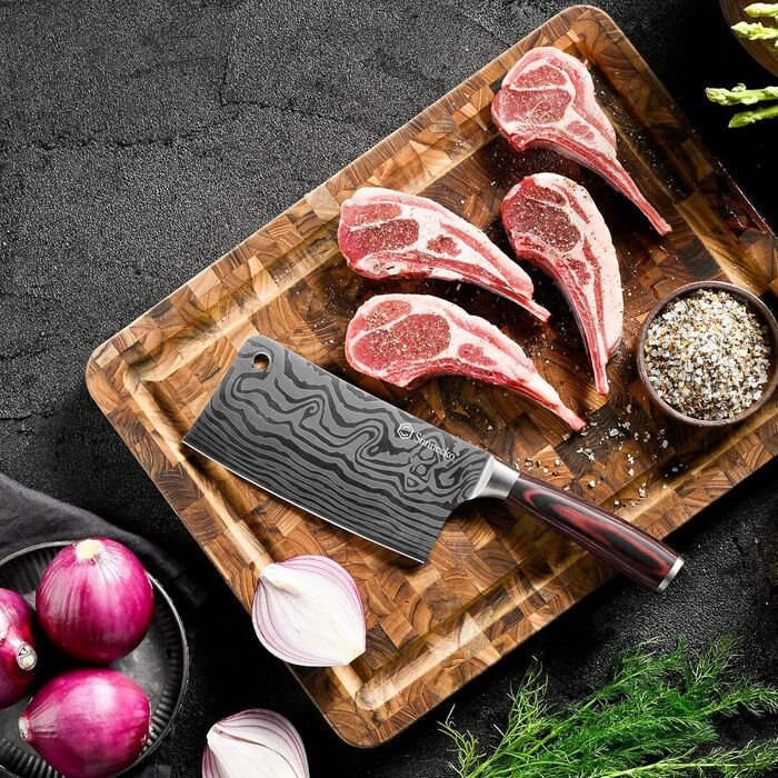 Японський ніж Sunnecko Santoku 17 см - професійний кухонний ніж для приготування їжі, універсальний ніж шеф-кухаря