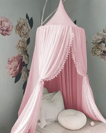Lace Canopy Bed Canopy Mosquito Net, Insect Protection, Children's Princess Play Tents, Room Decoration, Height 250cm, Color Pink