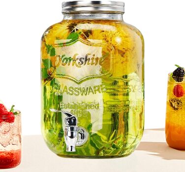 Drink Dispensers for Parties, Leakproof Beverage Dispenser Spigot, Food Grade, Transparent, Iced Beverage Jugs, Party Hosting Accessories for Lemon, Sangria, and Drinks