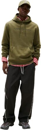 Чоловіча толстовка-худі Tommy Jeans Linear Logo з капюшоном, темно-зелена (S)
