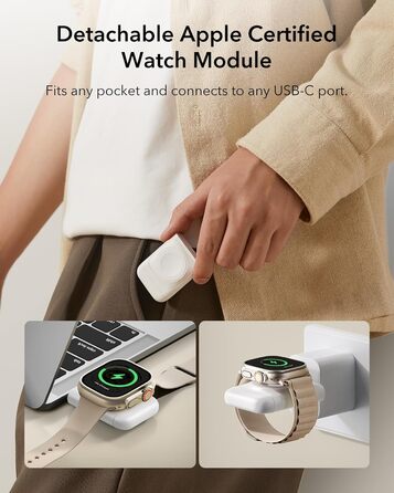 Зарядний станція 3-в-1 ESR для Apple Watch та iPhone з MagSafe, складана, з чохлом (білий)