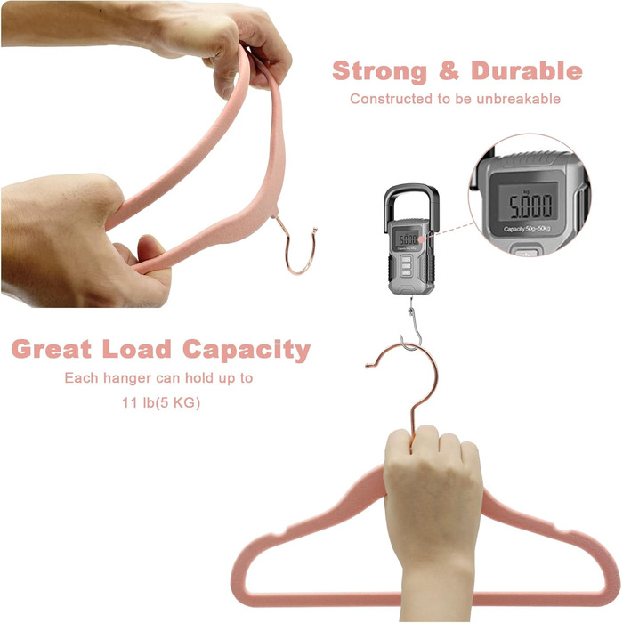 50 дитячих вішалок для одягу з оксамиту, вішалки для немовлят з поворотним гачком 360°, неслизькі та міцні з тримачем для краваток, 30B x 20,5H см, рожеві, AFY0350P