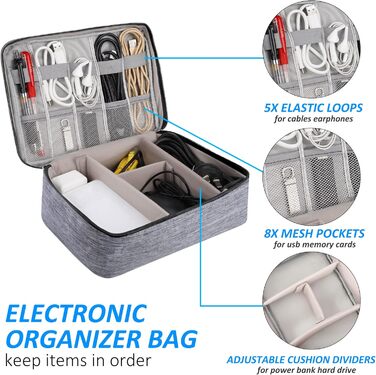 Водонепроникна сумка-органайзер QIMEI-SHOP для кабелів та аксесуарів: SD-картки, флешки, Power Bank (сіра)