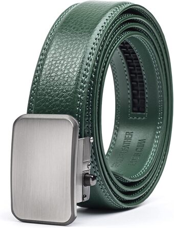 Чоловічий шкіряний ремінь Joseph Elliott з регулюванням на пряжці, колір хакі, з пряжкою з брашованої сталі