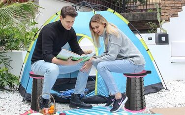 Складний стільчик Alevmoom 2024 з подушкою, для кемпінгу, подорожей, риболовлі. Міцний, витримує до 200 кг, телескопічний, регульований.