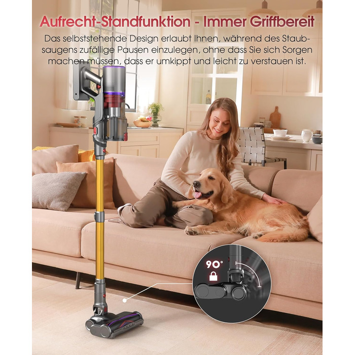 Бездротовий акумуляторний пилосос UNINELL HOME 50000Pa/580W, 70 хвилин роботи, LED-дисплей, антизаплутувана щітка, для твердих поверхонь, килимів, шерсті тварин