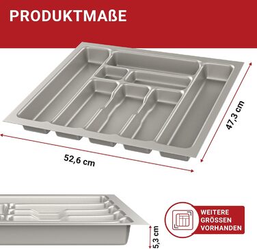Органайзер для столових приборів LouMaxx 47.3x52.6 см (8 відділень), сірий, для ящиків 60 см - Німеччина