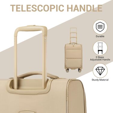 Чемодан Miss Lulu ручної об'єм, 59.5 x 36.5 x 25 см, зелений, з відділенням для мокрого/сухого, на 4 колесах, для коротких поїздок та ділових подорожей