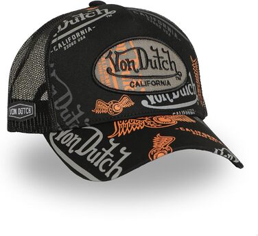 Кепка Von Dutch Trucker Snapback, чорно-оранжево-сіра, унісекс