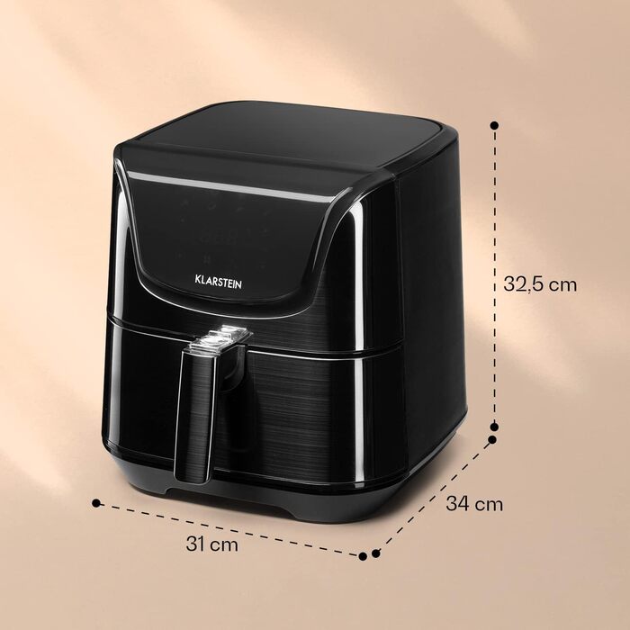 Klarstein Hot Air Fryer, Energy-Saving Air Fryer, Deep Fryer, Hot Air Fryer for Crispy Fries, Air Fryer with 1700 Watt, XXL Frying Basket 5.4 Liters, Thermostat, Timer, 8 Programs, Graphite Gray Black Hot Air Fryer
