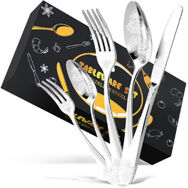 Набір столових приборів DRAGON RIOT на 6 осіб (30 предметів) з нержавіючої сталі, рожеве золото, елегантний набір ножів, виделок та ложок для дому, вечірки, ресторану. 30 предметів (сріблястий колір 60 предметів)