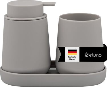 Набір аксесуарів для ванної кімнати Eluno Tesero, 3 шт. (дозатор мила, стакан, миска), тауп