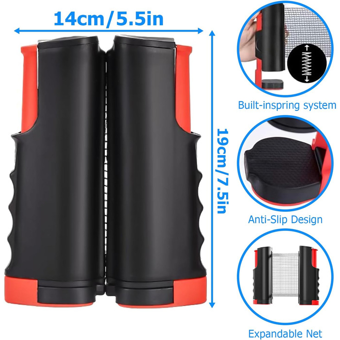 HOMURY Набір для пінг-понгу: 2 ракетки, сітка, 3 м'ячі, сумка, для гри в приміщенні та на вулиці, дитячий та дорослий