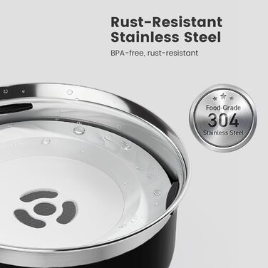 Миска для води для собак Gardner Pet, не проливається, з нержавіючої сталі, 2L, чорна