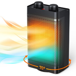 Електричний обігрівач з економним споживанням енергії, 1500W, 3 режими, керамічний, з захистом від перекидання, тихий, для офісу, вітальні, спальні