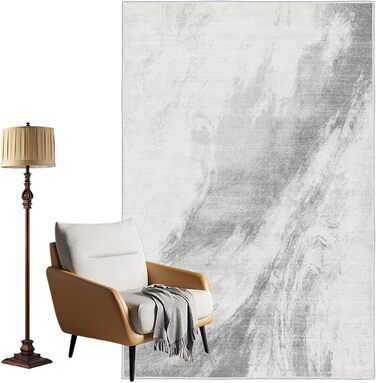 Vamcheer Rug Living Room Short Pile Modern - Bedroom Rug Fluffy, Washable Oriental Carpet, Large Rug for Study Room, Office, Super Soft, Anti-Slip, Light Grey 160x230 Light Grey 160x230 CM