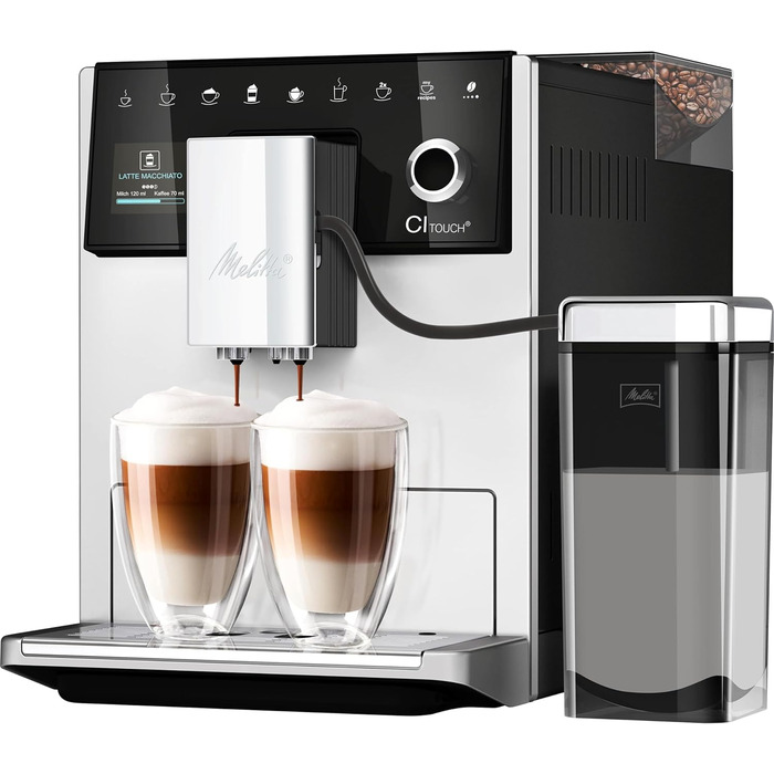 Melitta CI Touch - Fully Automatic Coffee Machine with Milk System, Coffee Machine with Integrated Coffee Grinder and Milk Frother, for e.g. Espresso or Cappuccino, silver Silver Facelift