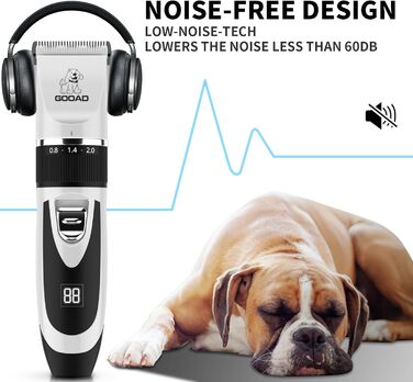 Електрична машинка для стрижки собак та котів, безшумна, USB, акумуляторна, бездротова, для собак та котів (біла)