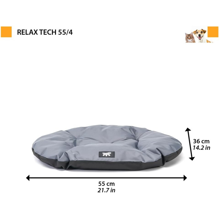 Ортопедичне собаче ліжко Ferplast для великих собак: м'яка лежанка, водонепроникний знімний чохол, 110 x 70 x 8 см, сірий