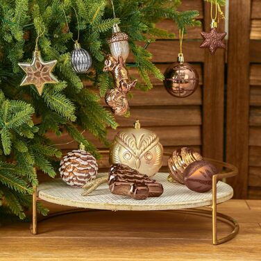 Набір прикрас на ялинку Alupssuc: 96 шт, білки, міцні золоті пластикові кулі, антична бронза