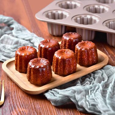 Canele Backform Mini Bordelais Canelé Backforms, Canelé Baking Molds, Bordeaux Baking Mold, Jelly Mold, Muffin Mold, Baking Sheet, Non-Stick for Canelés, Muffins, Pudding, Cupcakes, Bread, Carbon Steel, 12 Cavities