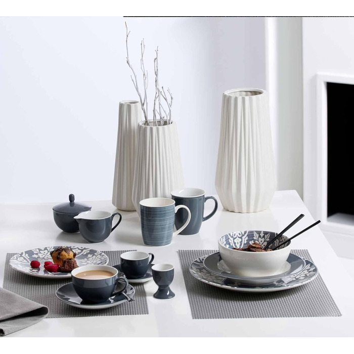Ritzenhoff & Breker Milk & Sugar Set Doppio, Anthracite, Milk Jug/Pourer 170 ml, Sugar Bowl ø 9 cm, made of porcelain, dishwasher safe