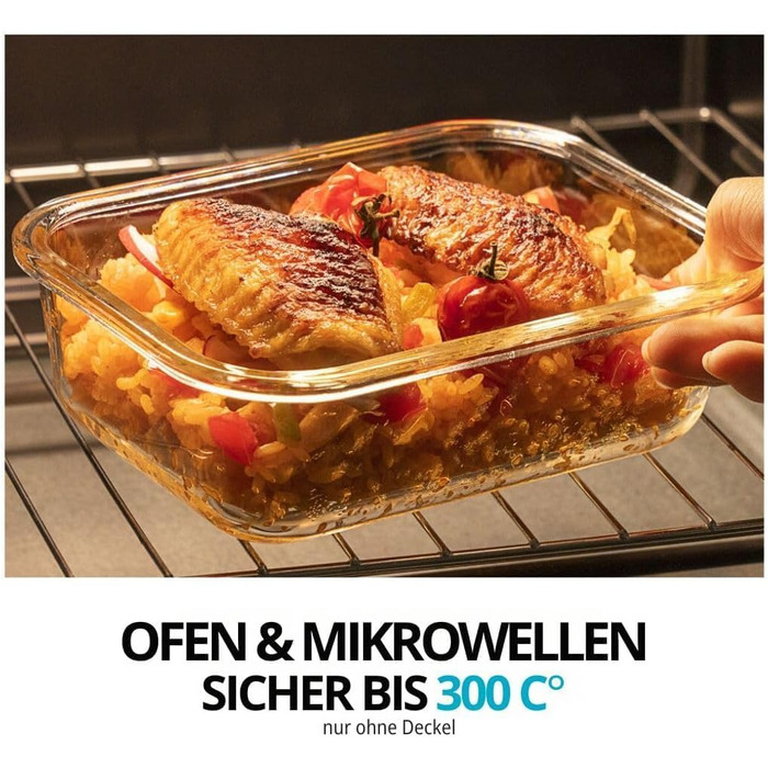 Набір контейнерів для їжі Igluu Meal Prep (5 шт.) – 1050 мл, Borosilikatglas, BPA-free, для мікрохвильовки, духовки, морозильника, посудомийної машини, витікання неможливе