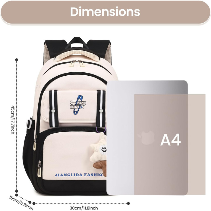 Дитячий рюкзак IvyH для дівчаток - стильний шкільний рюкзак, водонепроникний, великий, для 3-6 класів, фіолетовий (8536# Чорний)