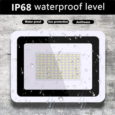 Світлодіодний прожектор MIWATT 2 шт, 50Вт, 4000Лм, холодне біле світло 6000K, IP68, водонепроникний, для вулиці, подвір'я, гаража, саду