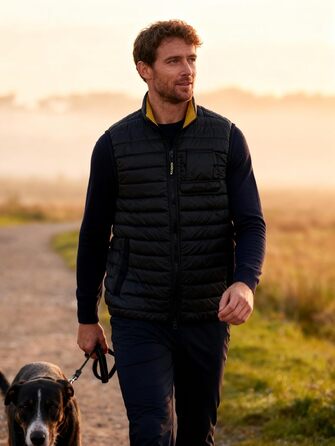 Чоловіча легка степкова жилетка Krumba для зими: утеплена жилетка з підтримкою тепла для щоденних поїздок, прогулянок з собакою та відпочинку на природі. Чорний колір.