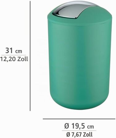 Кошик для косметики та смітника у ванну WENKO Brasil L, 6.5 л, з гойдальним кришкою, ударостійкий пластик, BPA-free, зелений