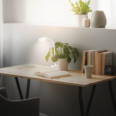 LED лампа BRILONER з торшетом, регульована яскравість, поворотна, для дому, офісу, читання, 32,5x13x40 см, (кріпиться за допомогою затискача, білий)