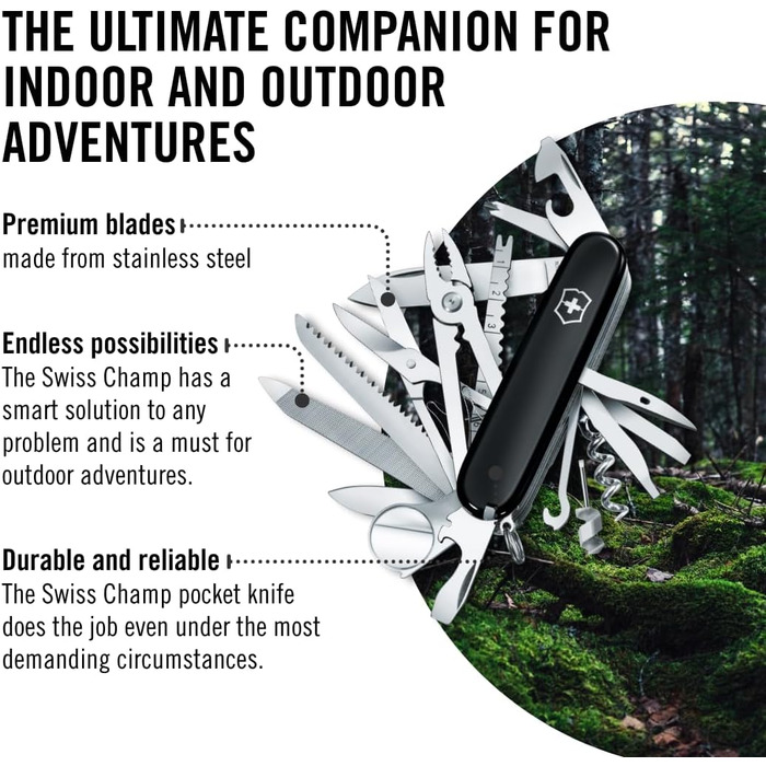 Мультитул Victorinox Swiss Champ: 33 функції, ніж, відкривачка, викрутка (чорний)