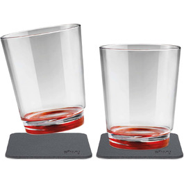 silwy® Non-Slip, Shatterproof Magnetic Drinking Cups (2-Piece Set) in Ready Red color, including two metal Nano-Gel pads for secure placement - perfect for camping and boating.