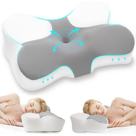Подушка для шиї Z-hom, подушка для голови з Memory Foam, ергономічна подушка для шиї, подушка для тих, хто спить на боці, на спині та животі, ергономічна подушка для сну на боці 60 x 36 x 13/8 см
