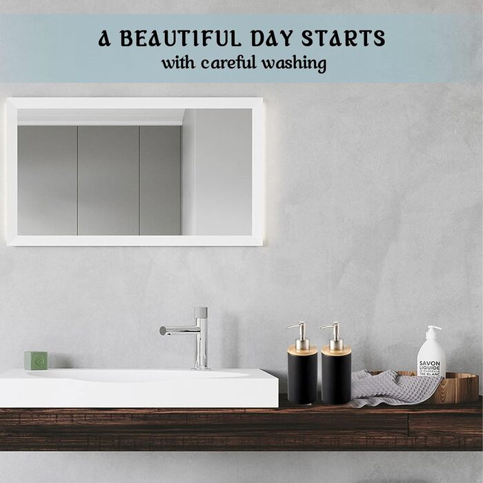 Дозатор для мила з кераміки, 500 мл, з металевим насосом, 2 шт. (білий/чорний)