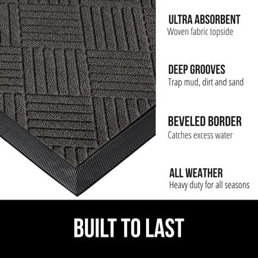 Килимок для підлоги GORILLA GRIP WeatherMax: 100% водонепроникний, для будь-якої погоди, з натурального каучуку, стійкий до плям та сонця, для дому та вулиці