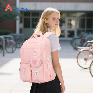 Шкільний рюкзак для дівчаток 1-5 класів з милим гаманцем, стильний рюкзак для школи та подорожей (рожевий)