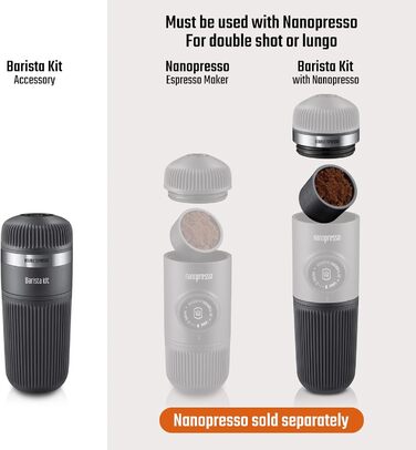 WACACO Nanopresso Barista Kit, accessories for the portable espresso machine Nanopresso. Double espresso, lungo
