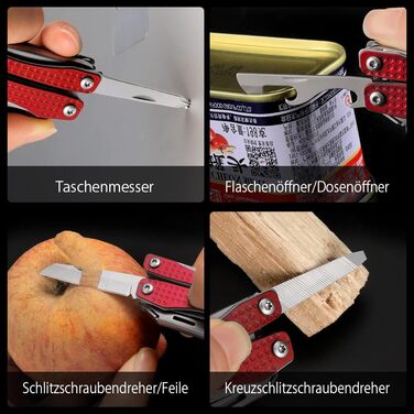 NexTool Mini Flagship Multitool, Mini Multitool 10 IN 1 Multitool with Mini Pocket Knife, Bottle Opener, Scissors, Pliers, Screwdriver, Multifunction Tool for Camping Accessories - Red
